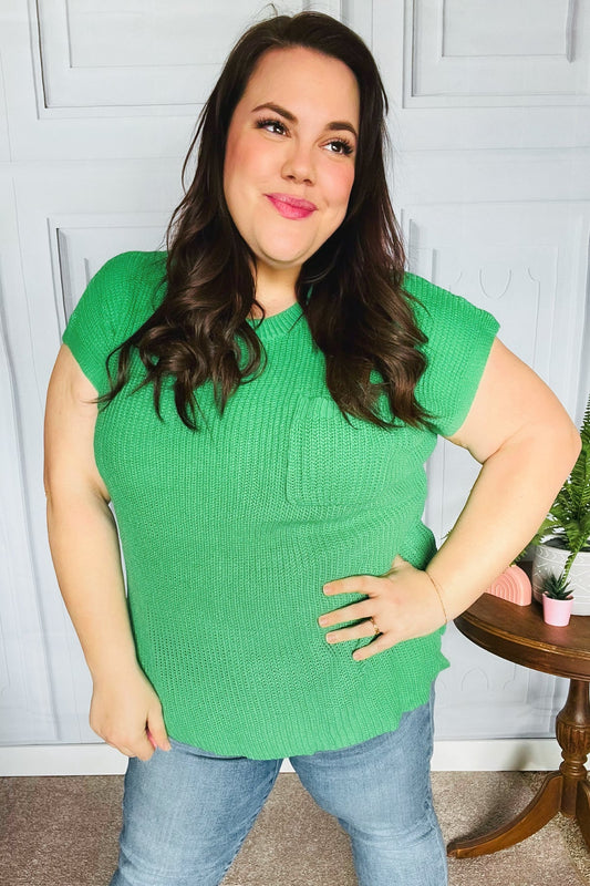 Seize The Day Kelly Green Dolman Rib Sweater Top