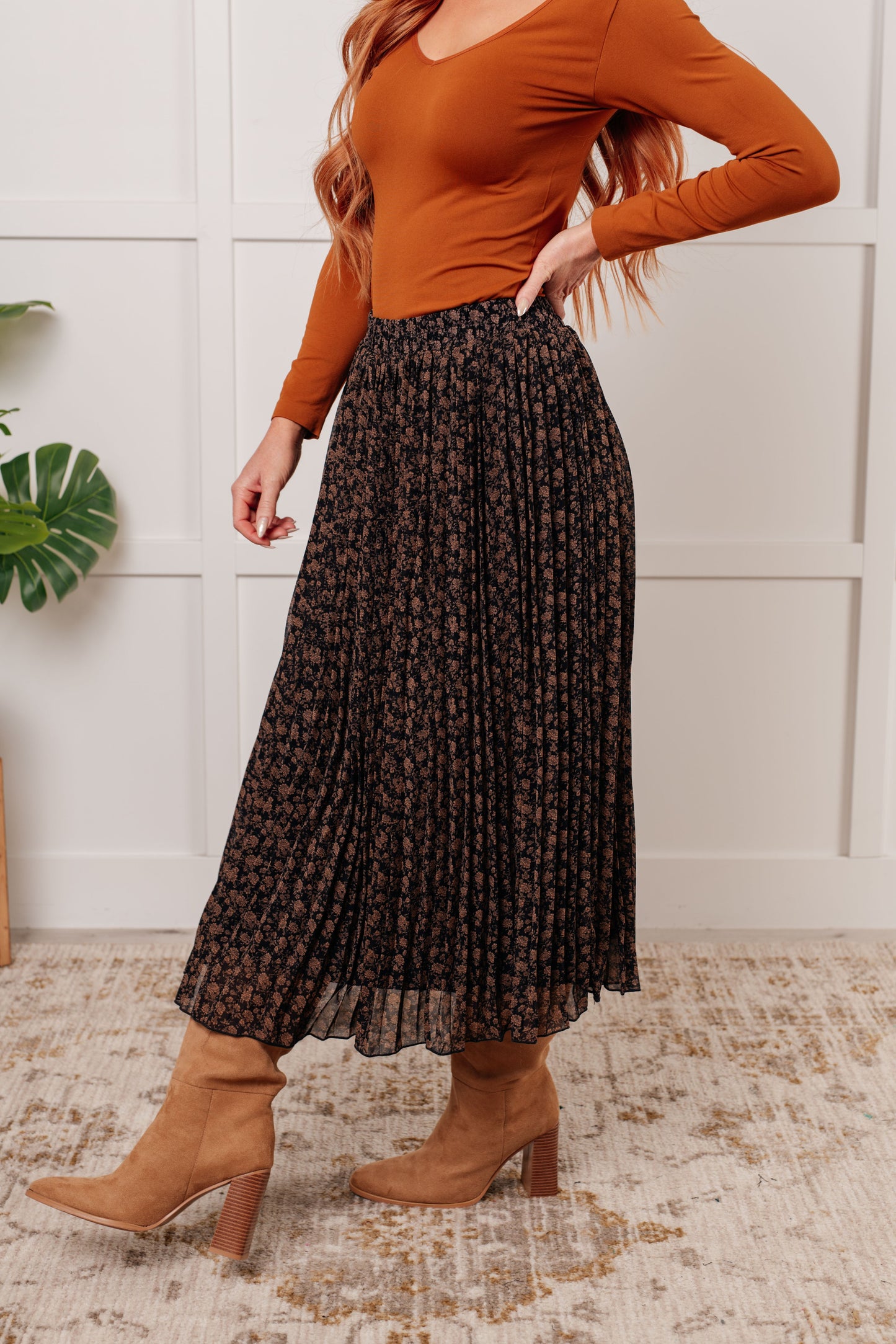 Just What You Wanted Floral Print Pleated Skirt