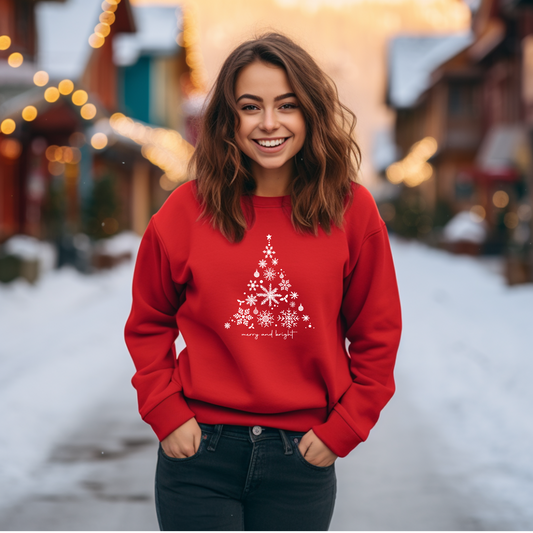 Merry and Bright Snowflake Tree Unisex Sweatshirt