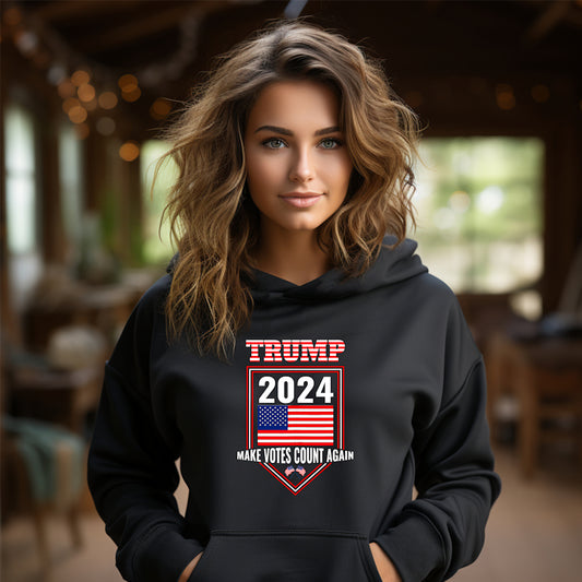 Trump 2024 Make Votes Count Again Black Unisex Hoodie