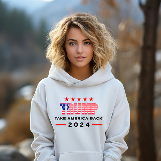 Trump Take America Back 2024 White Unisex Hoodie