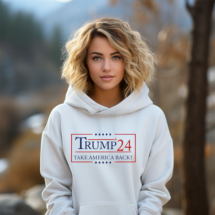 Trump 24 Take America Back White Unisex Hoodie