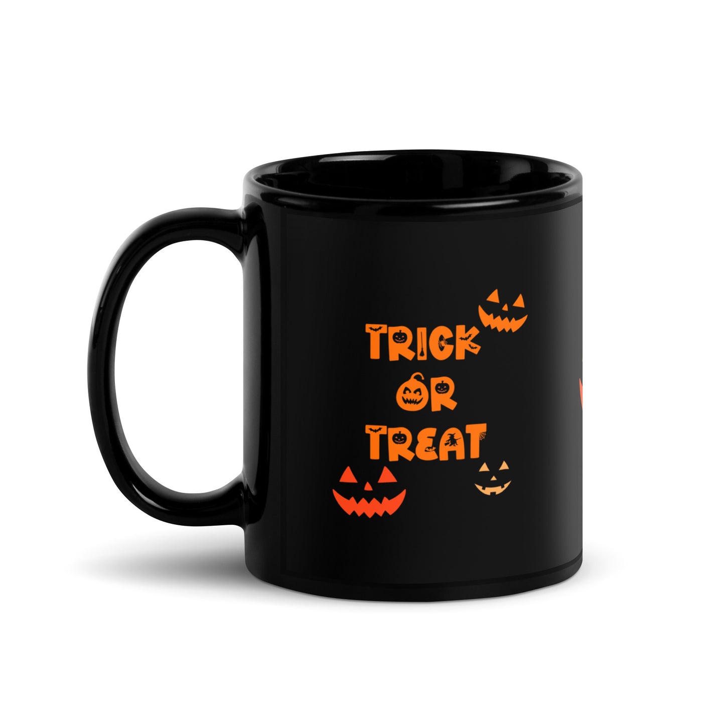 Trick or Treat Jack O Lantern Black Glossy Mug