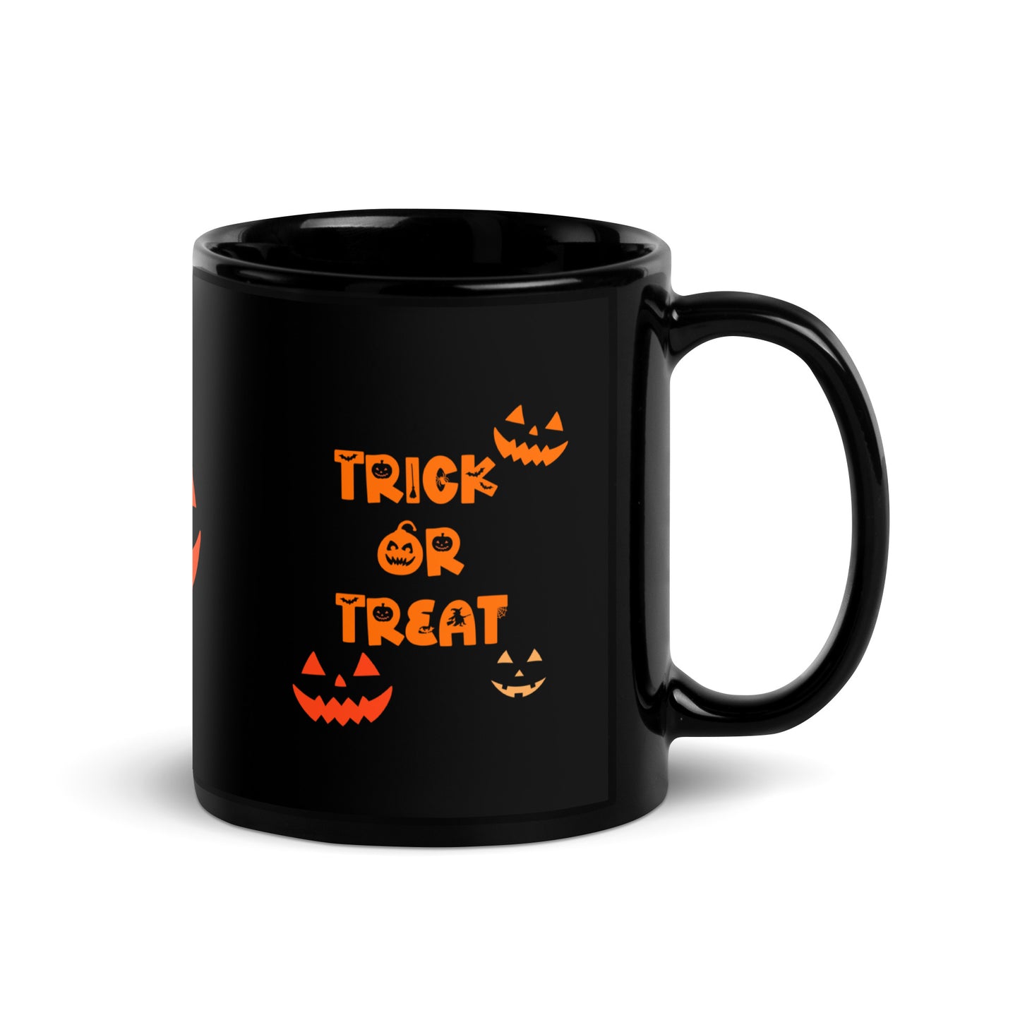 Trick or Treat Jack O Lantern Black Glossy Mug