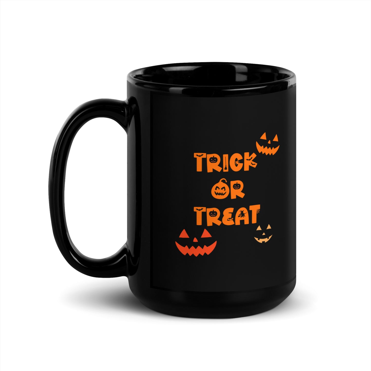 Trick or Treat Jack O Lantern Black Glossy Mug