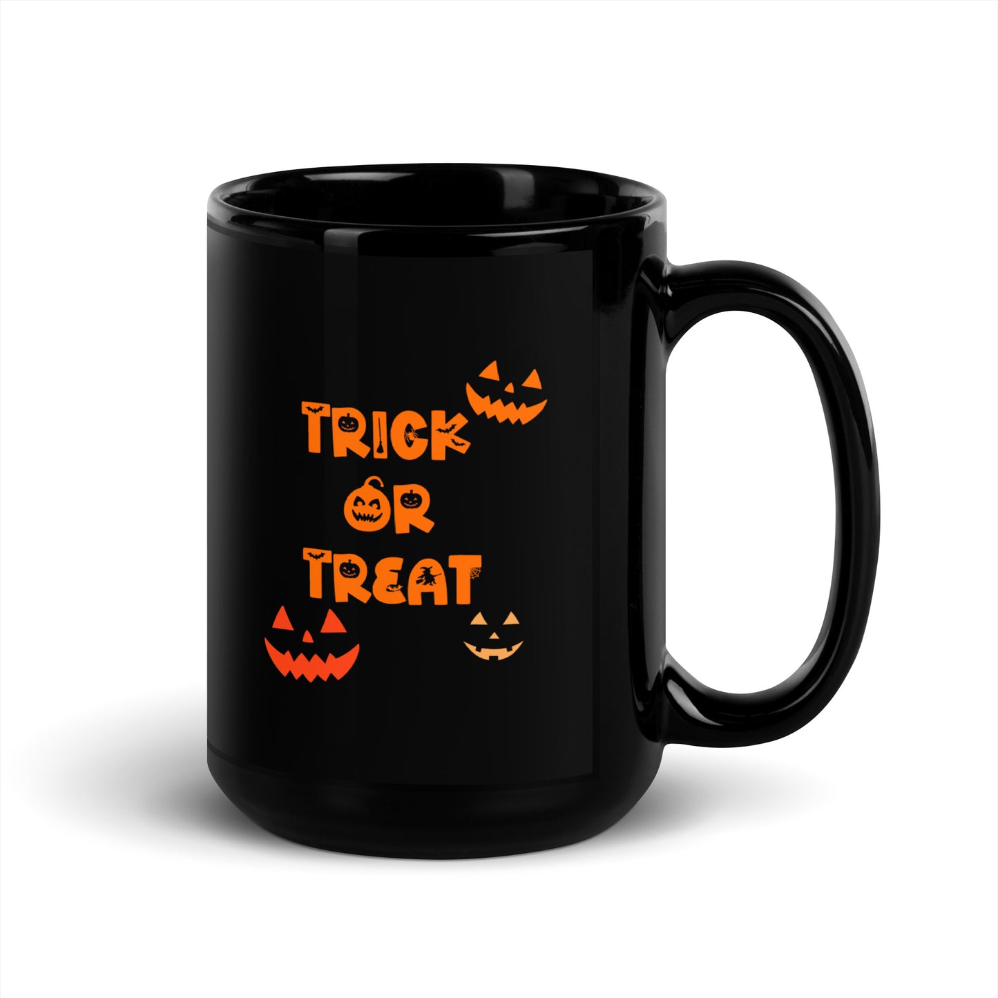 Trick or Treat Jack O Lantern Black Glossy Mug