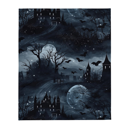 Halloween Haunted House Throw Blanket