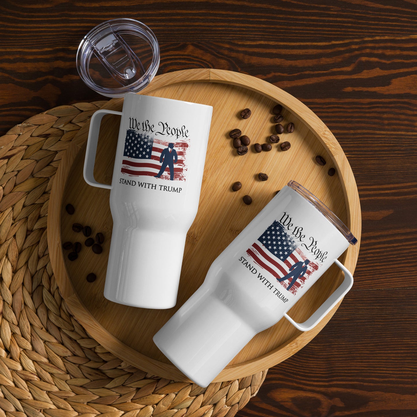 We The People Stand With Trump Travel mug with a handle