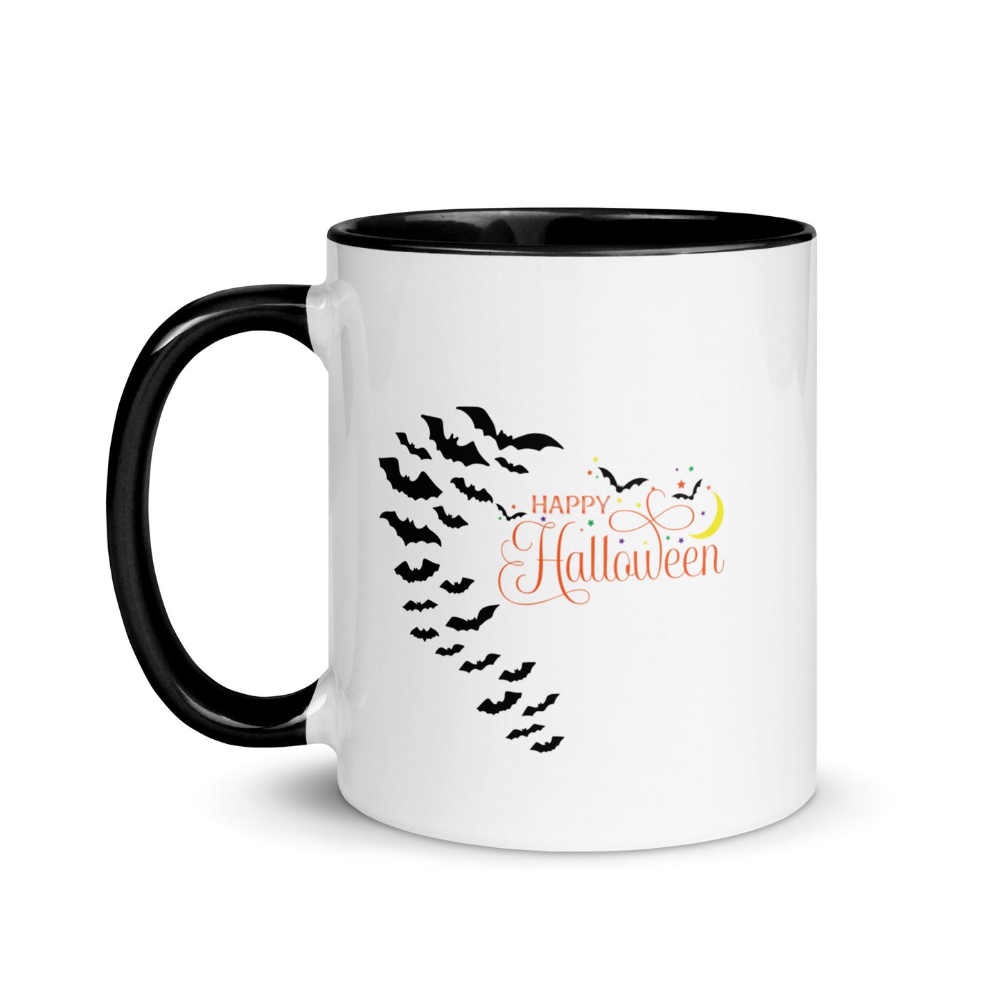 Happy Halloween with Bats Mug with Black Color Inside