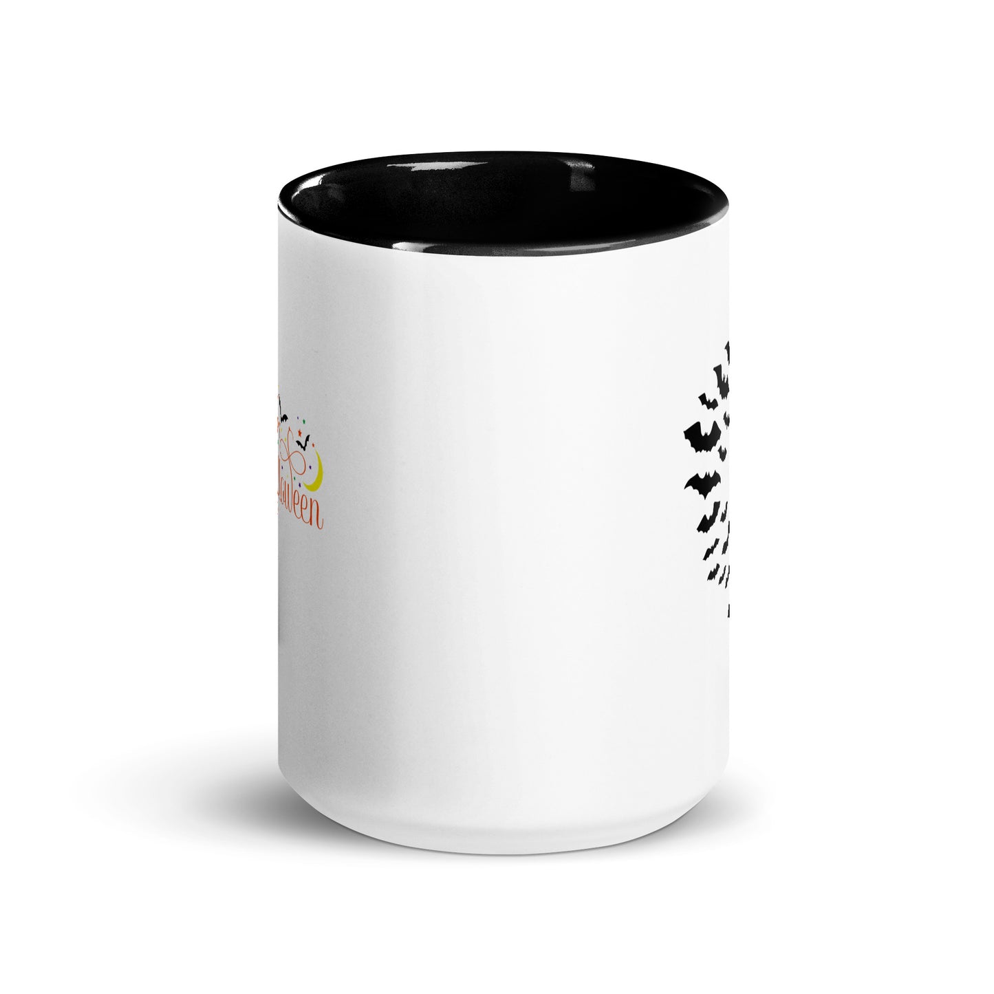 Happy Halloween with Bats Mug with Black Color Inside