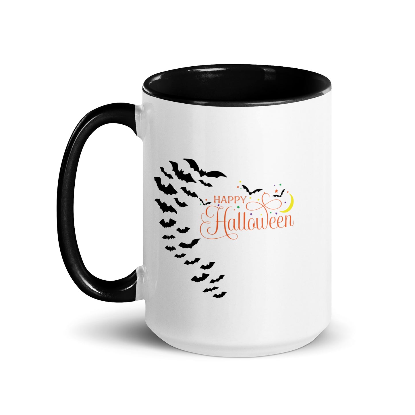 Happy Halloween with Bats Mug with Black Color Inside