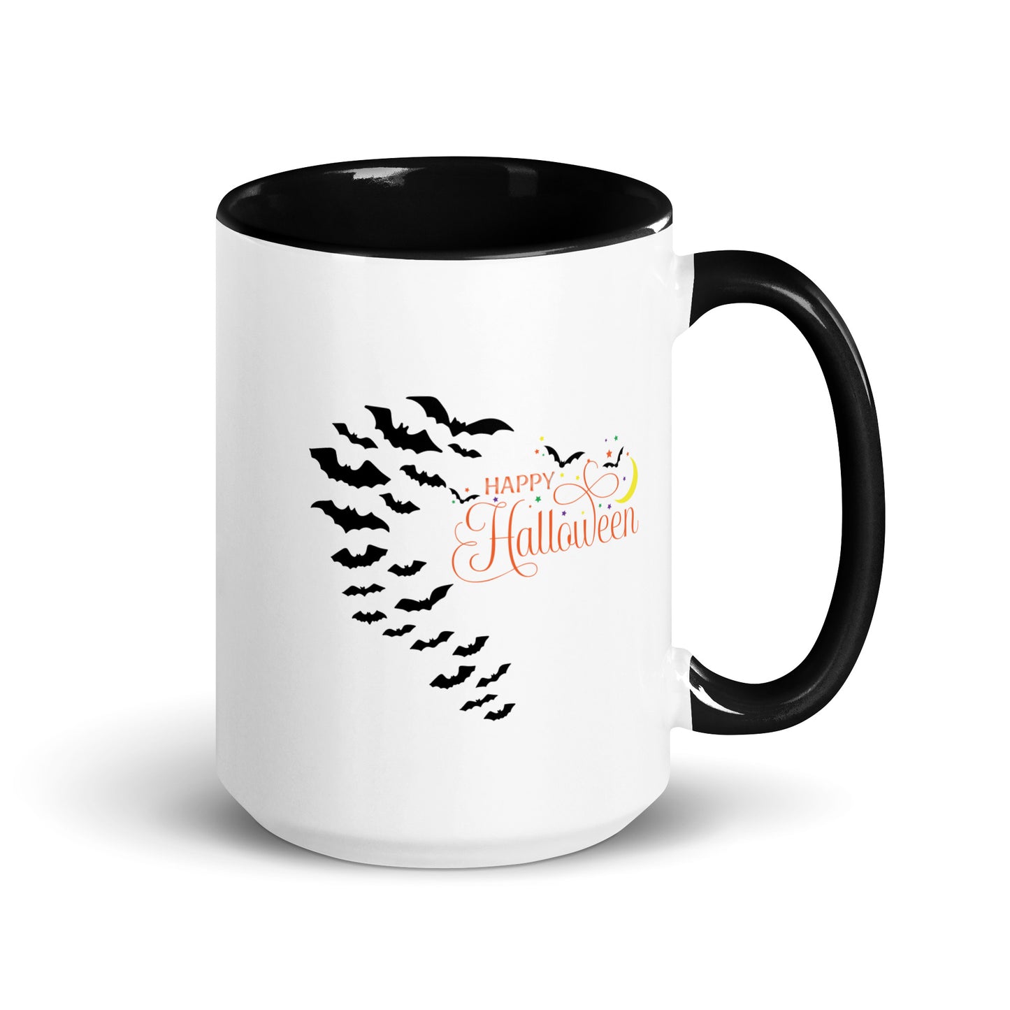 Happy Halloween with Bats Mug with Black Color Inside